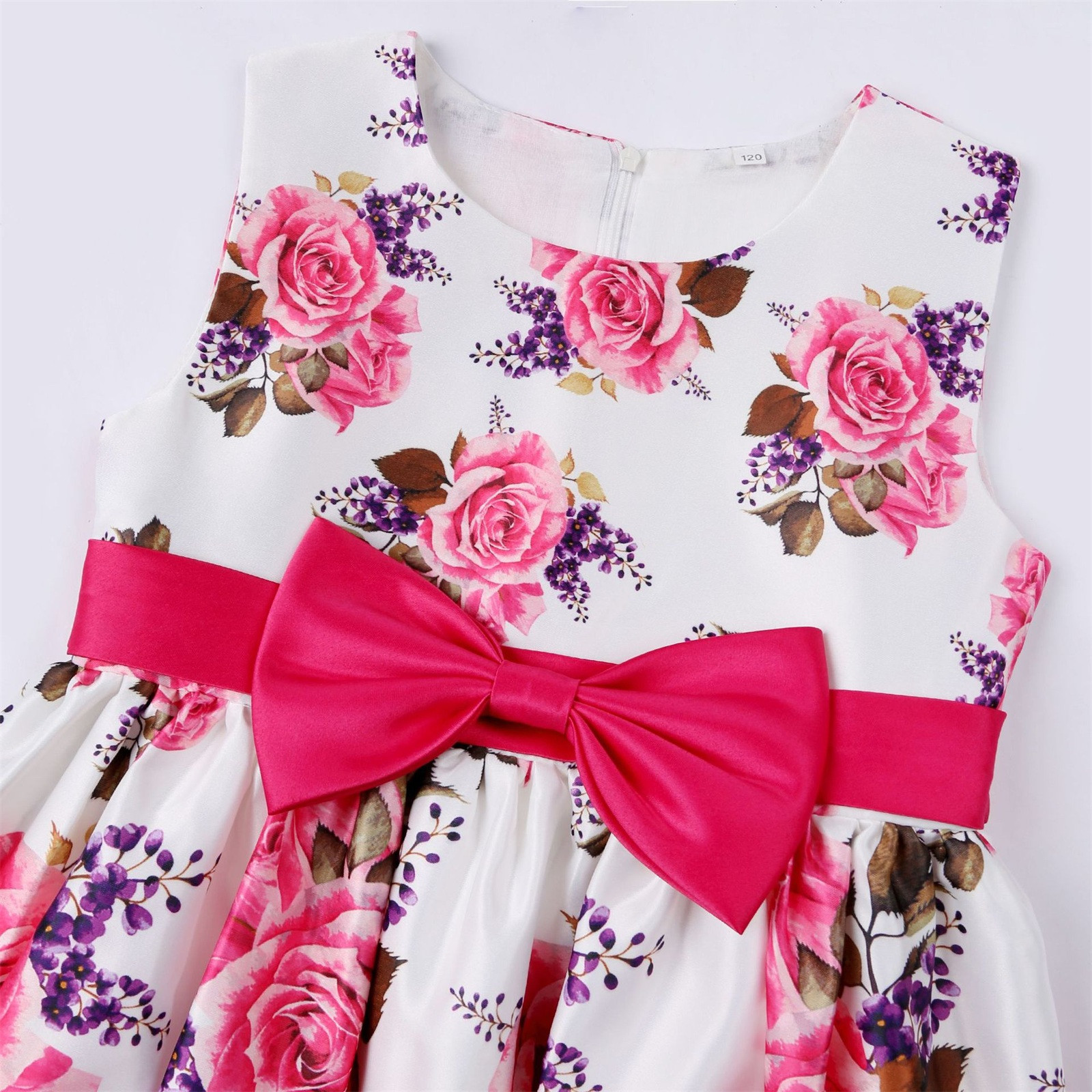 Aayomet Girls Dress Flower Girls Dress Blue Belted Wedding Party Bridesmaid,Hot Pink 5 Years